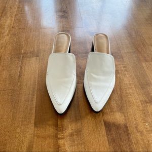 White Leather Mules